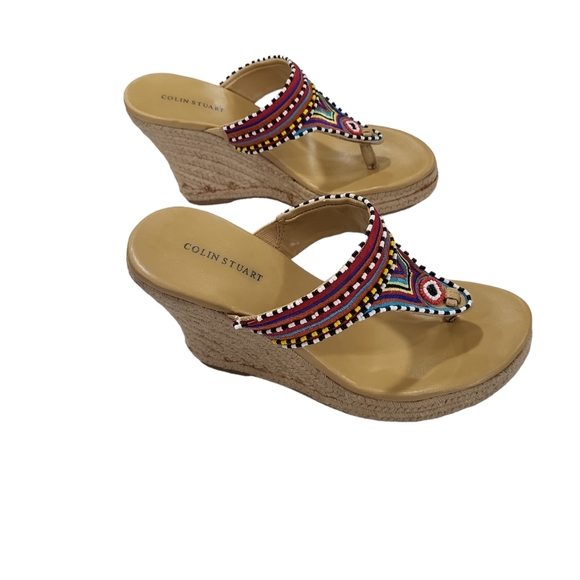 EUC Colin Stuart boho Bohemian Beaded Wedge Espedrilles 7-7.5 - Picture 3 of 14